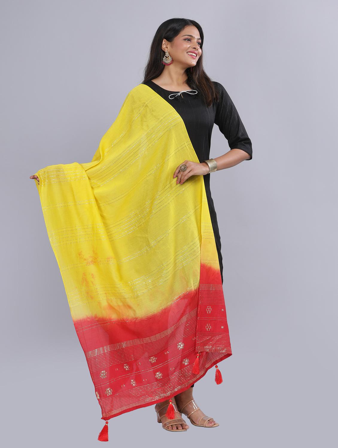 yellow sequined work dupatta - 20644647 - Standard Image - 1