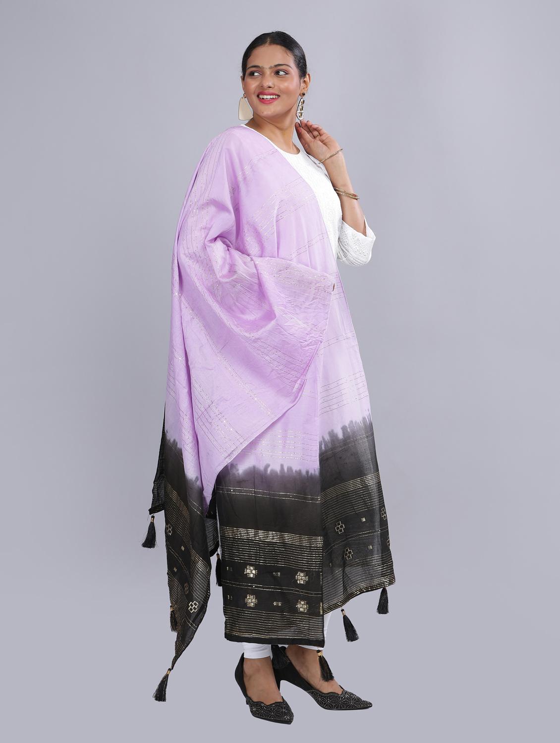 lavender sequined work dupatta - 20644653 - Standard Image - 1