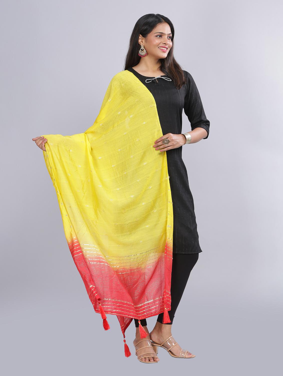 yellow sequined work dupatta - 20644657 -  Standard Image - 1