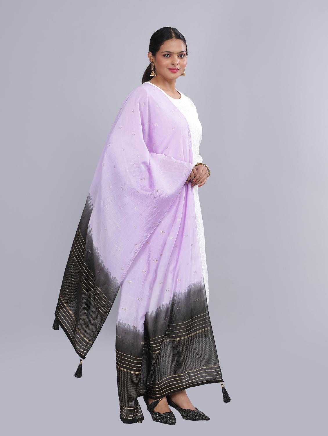 lavender sequined work dupatta - 20644663 - Standard Image - 1