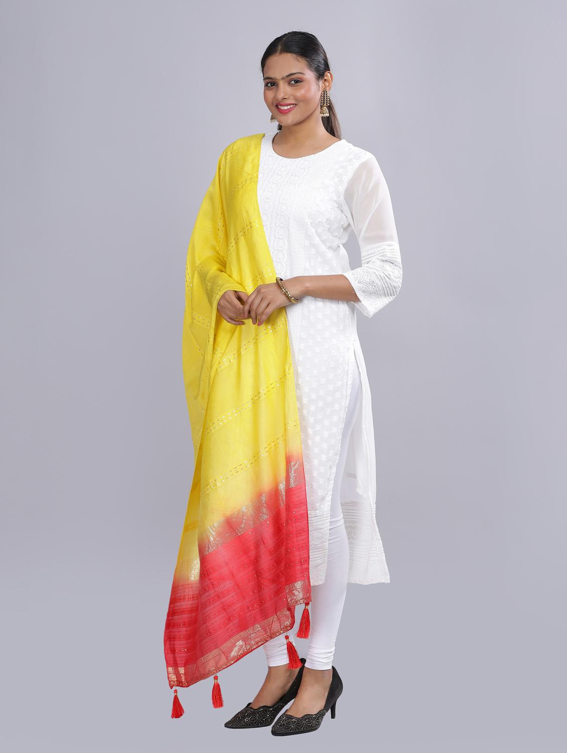 yellow sequined work dupatta - 20644666 -  Standard Image - 1