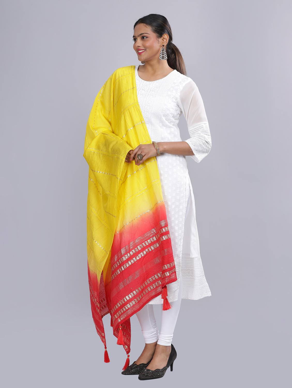 yellow sequined work dupatta - 20644675 - Standard Image - 1