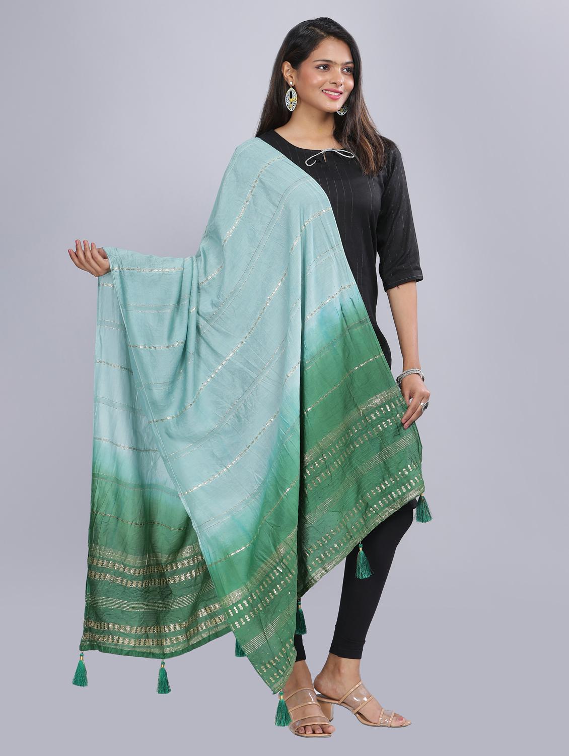 ai aqua sequined work dupatta - 20644678 - Standard Image - 1