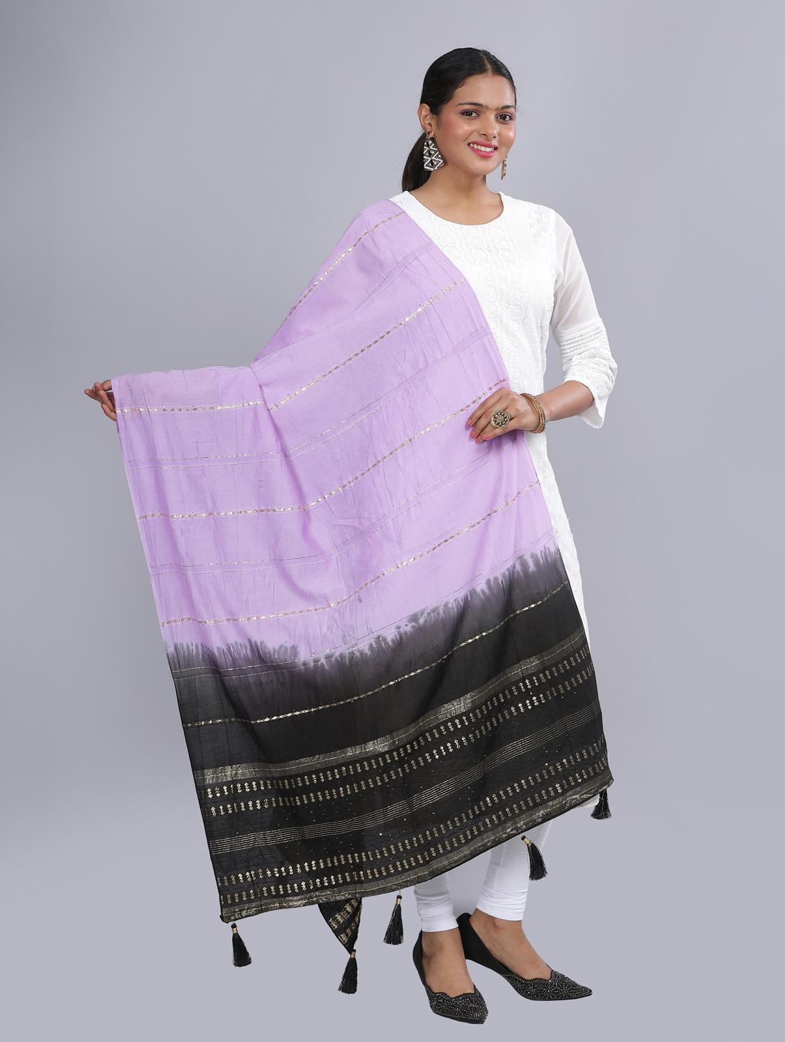 lavender sequined work dupatta - 20644681 - Standard Image - 1