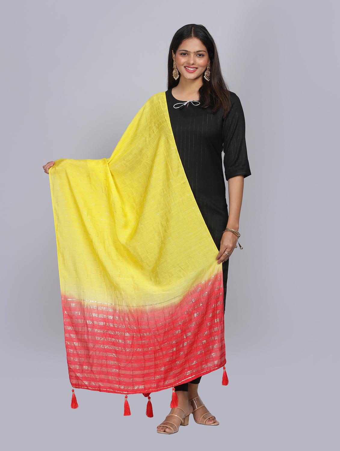 yellow sequined work dupatta - 20644685 - Standard Image - 1