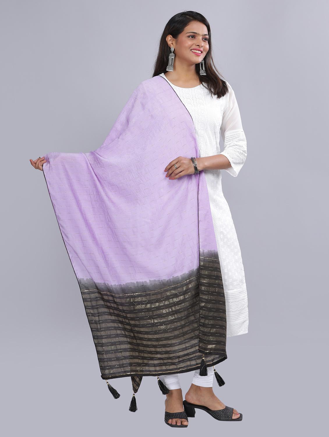 lavender sequined work dupatta - 20644690 - Standard Image - 1