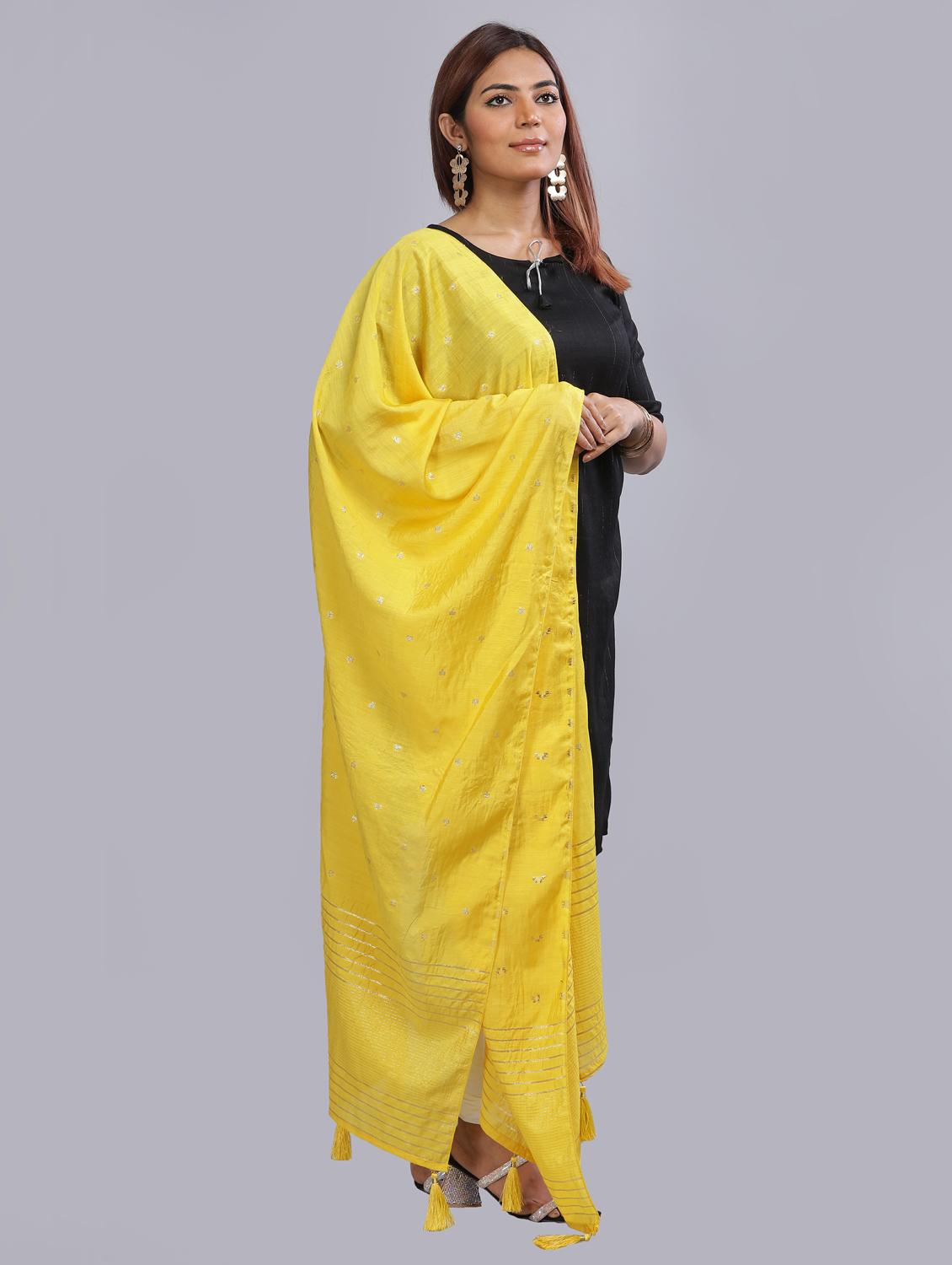 yellow self design dupatta - 20644709 - Standard Image - 1
