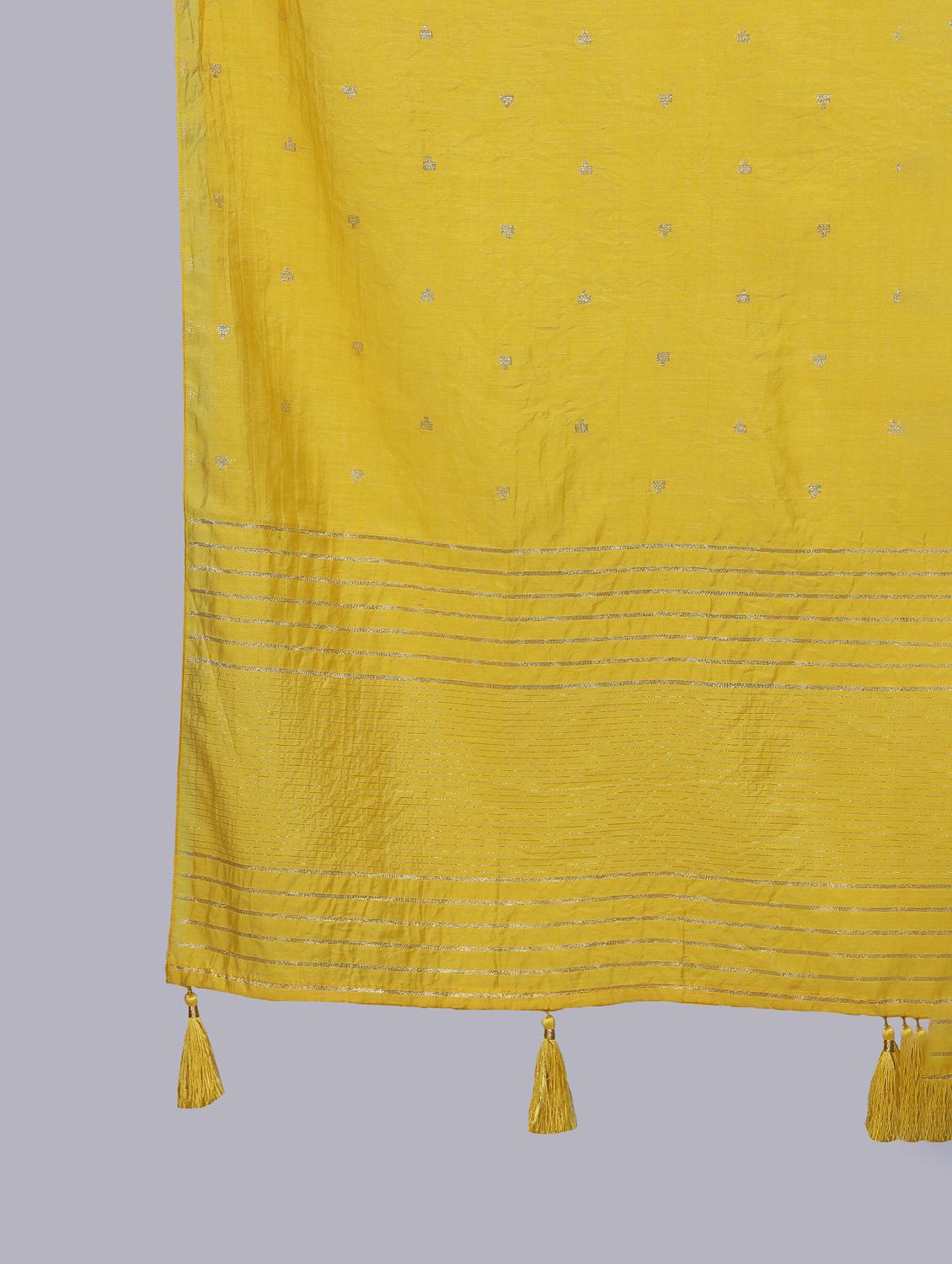 yellow self design dupatta - 20644709 - Standard Image - 4