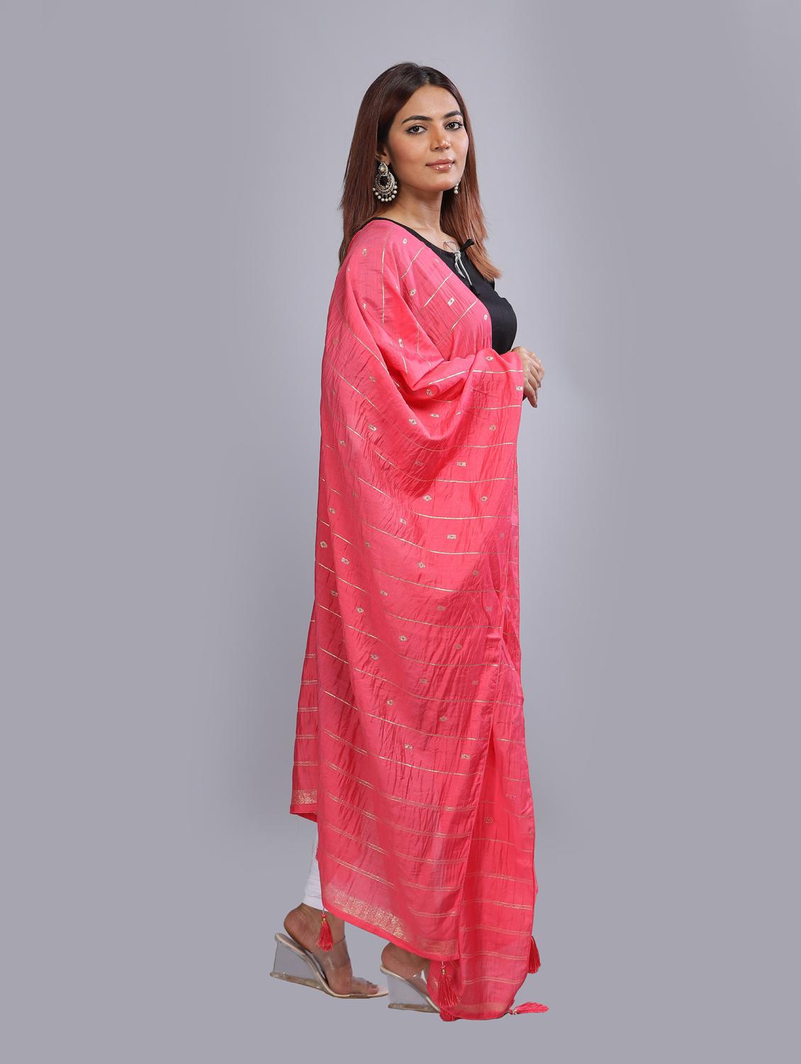 pink self design dupatta - 20644726 - Standard Image - 1