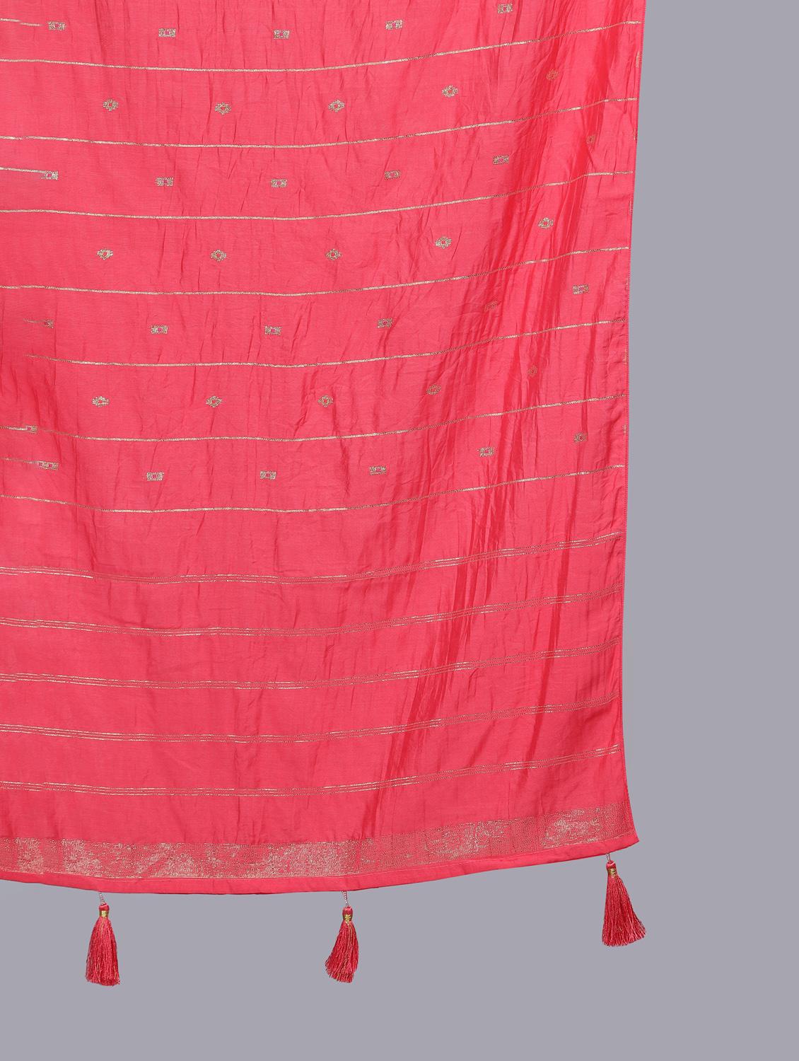 pink self design dupatta - 20644726 - Standard Image - 4