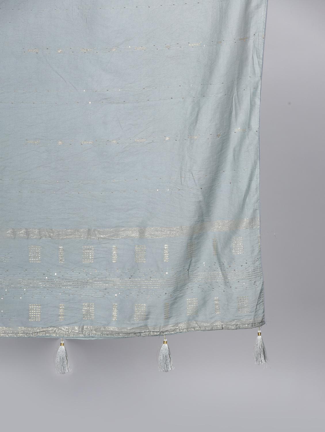 grey self design dupatta - 20644739 - Standard Image - 4
