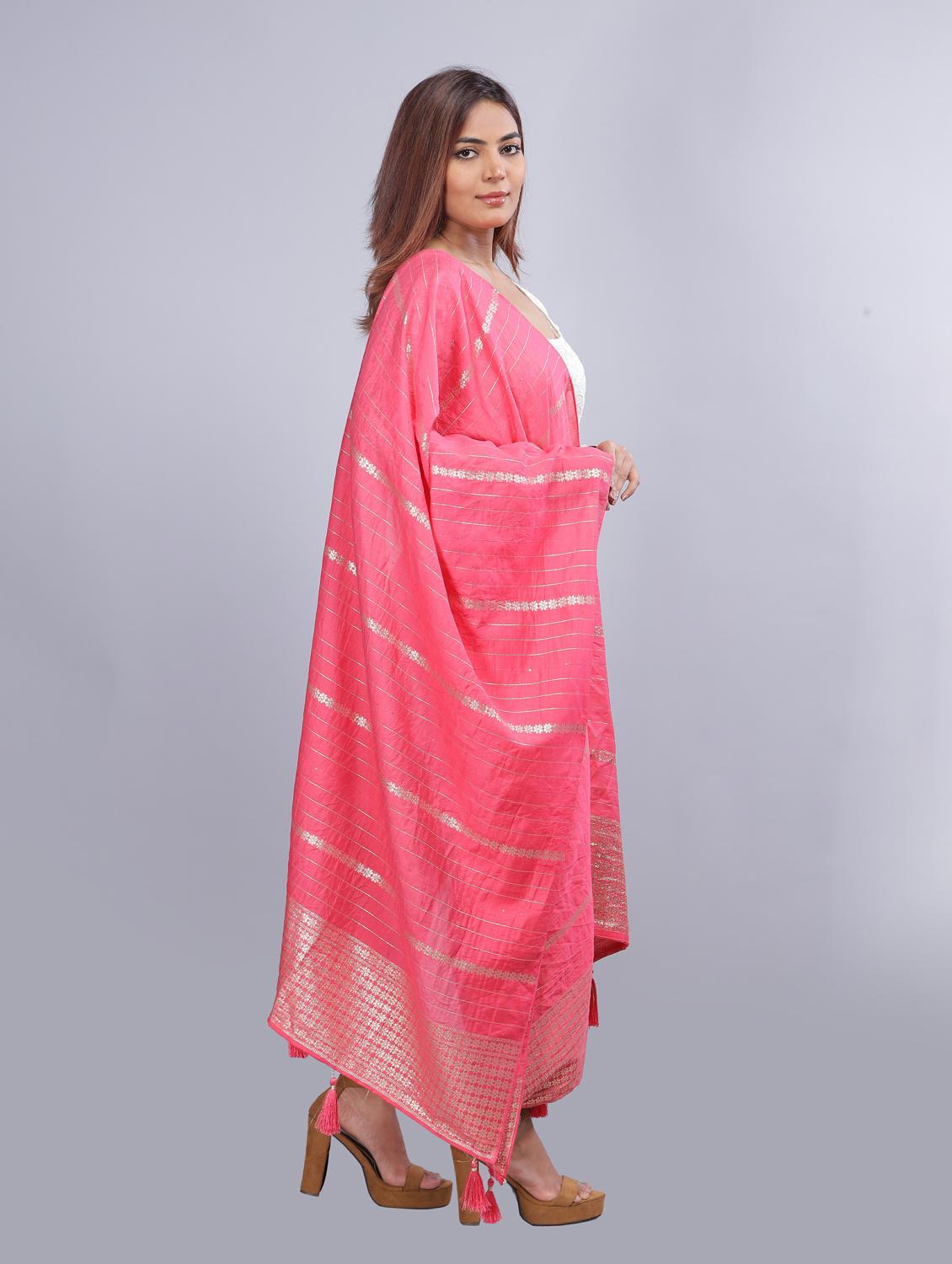 pink self design dupatta - 20644748 - Standard Image - 1
