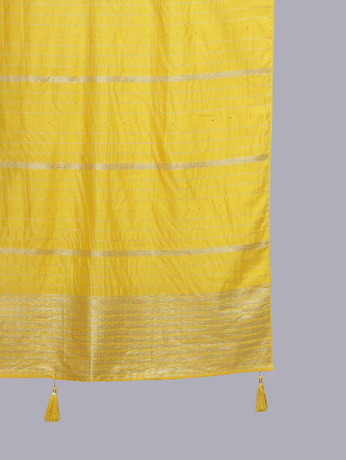yellow self design dupatta - 20644753 - Standard Image - 4