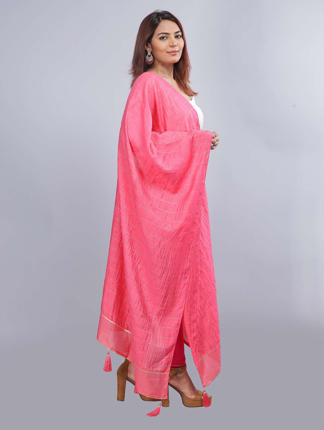 pink self design dupatta - 20644759 - Standard Image - 1