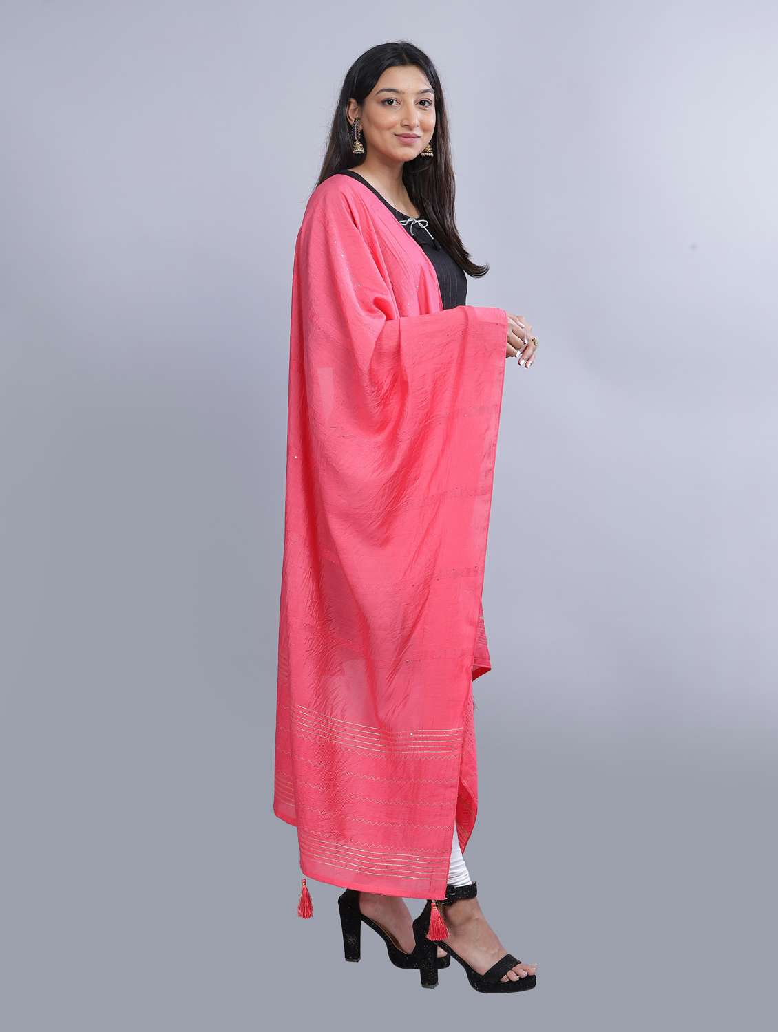 pink self design dupatta - 20644792 -  Standard Image - 1