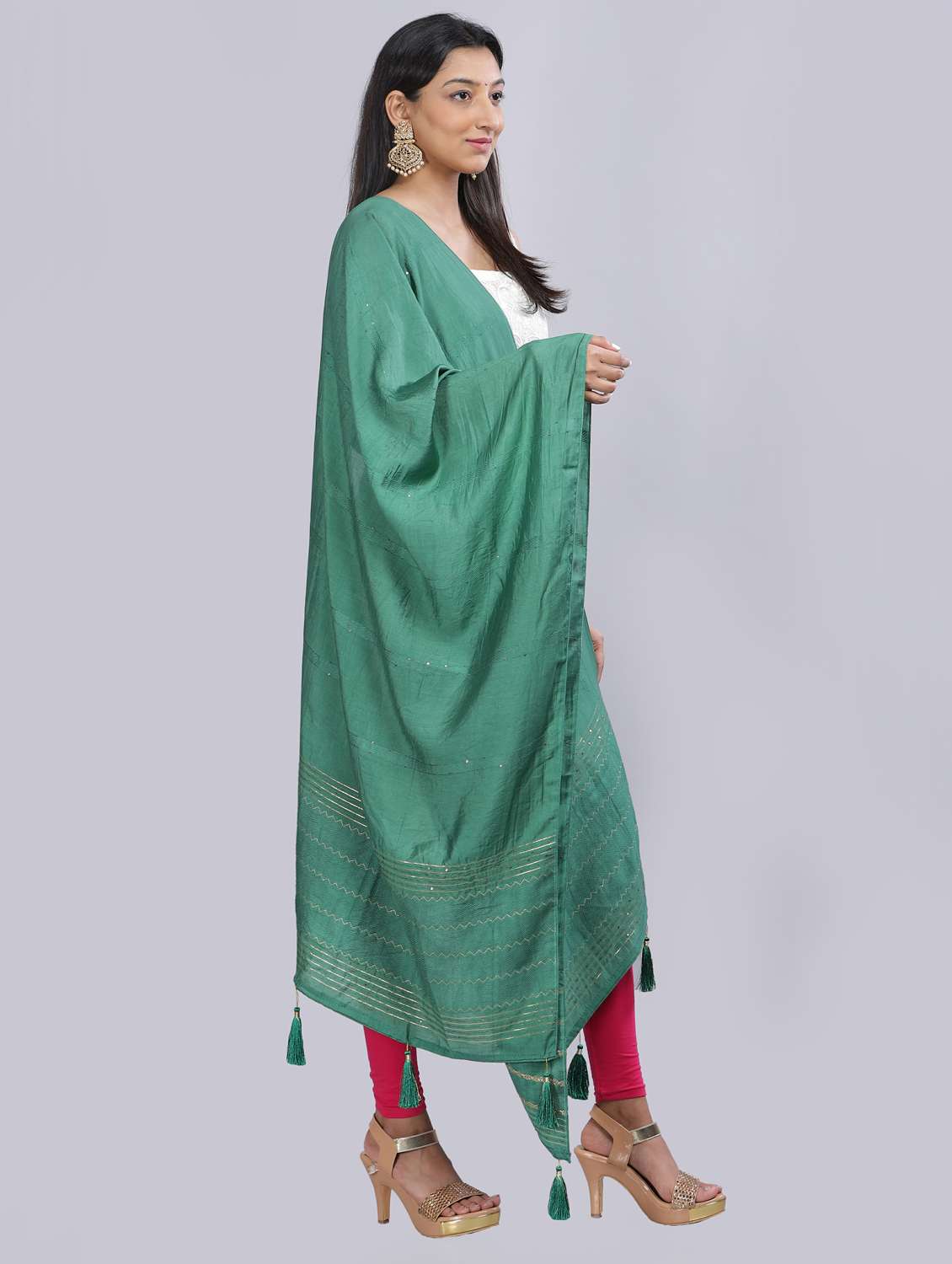 sea green self design dupatta - 20644799 -  Standard Image - 1