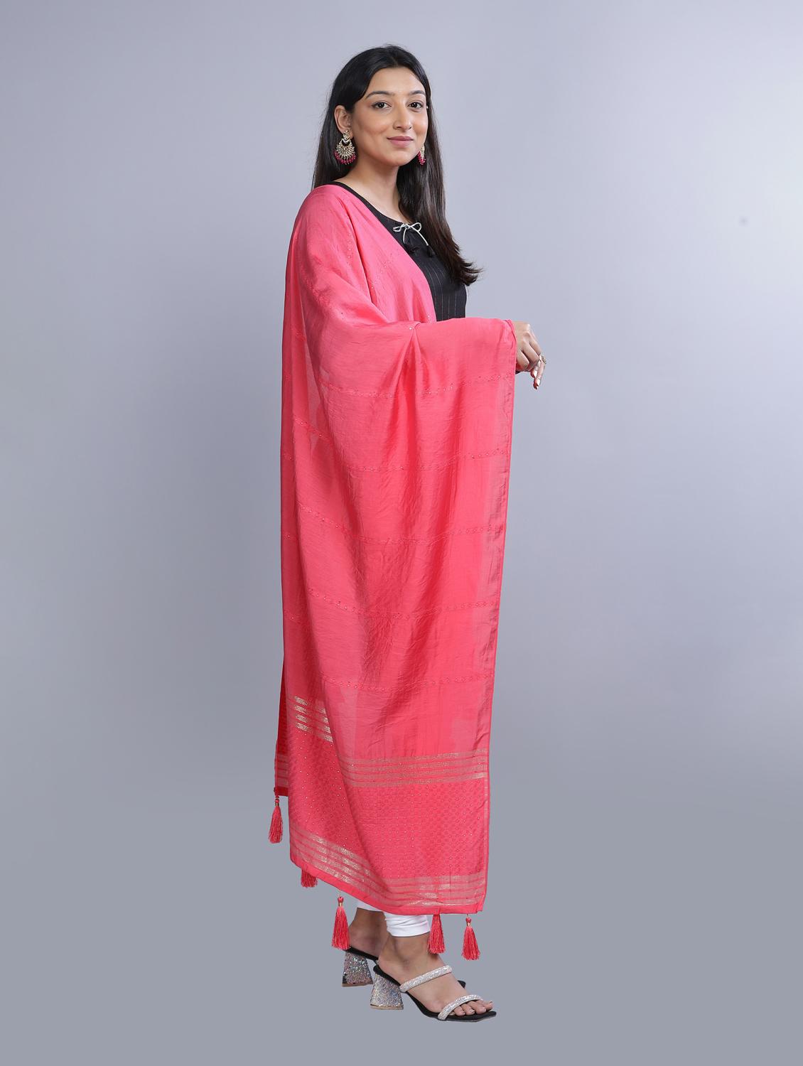 pink self design dupatta - 20644803 - Standard Image - 1