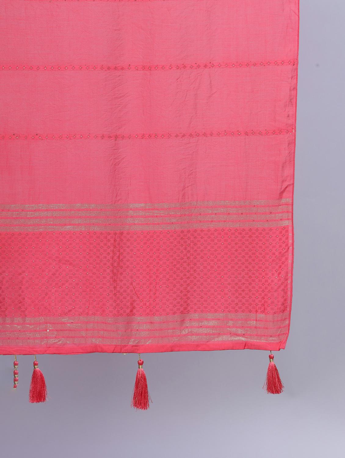 pink self design dupatta - 20644803 - Standard Image - 4