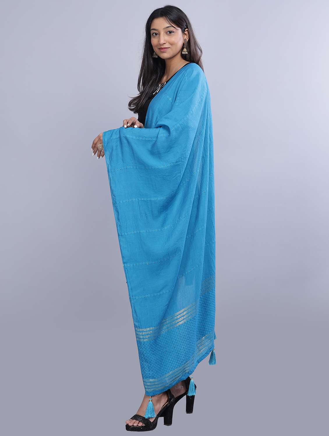 women tassel detailed self design dupatta - 20644804 - Standard Image - 1