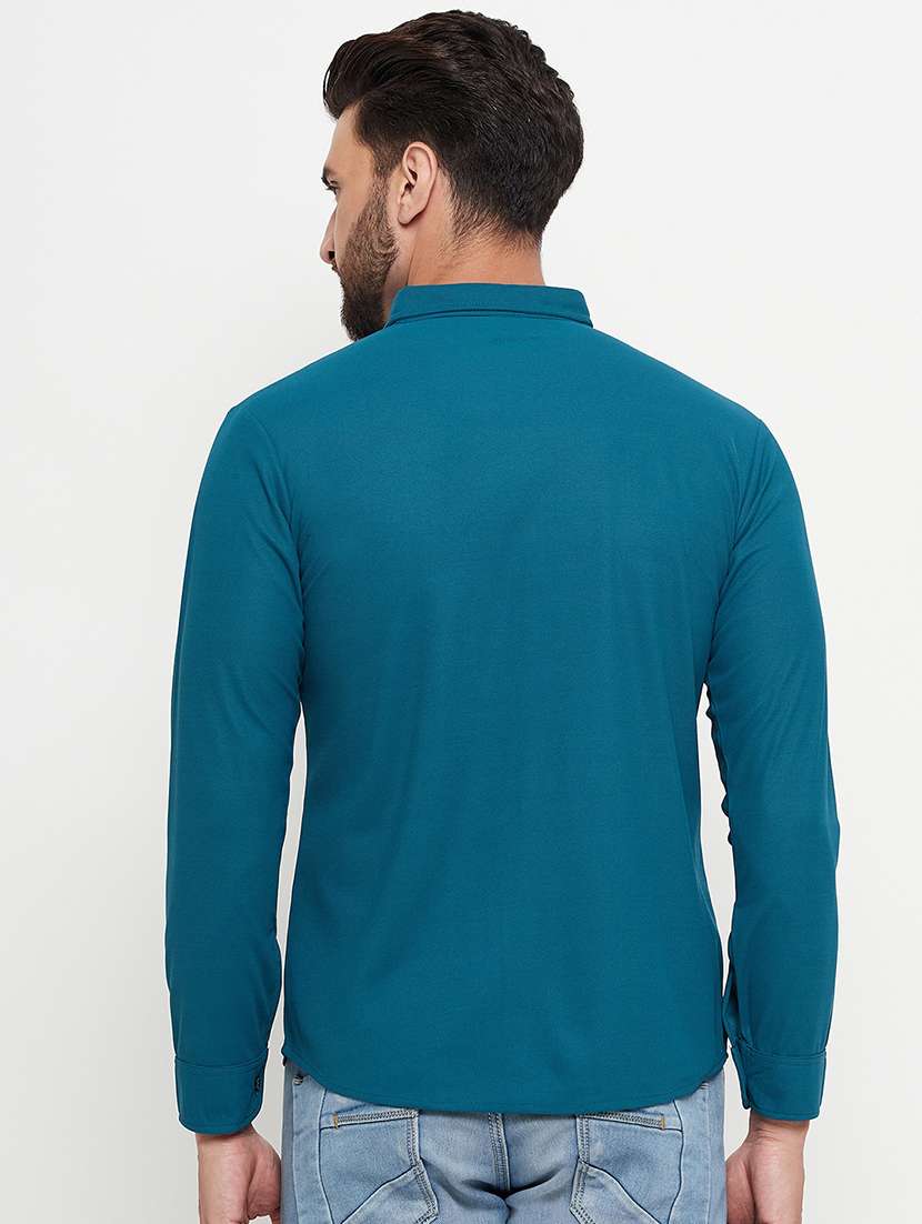 teal solid casual shirt - 20644821 -  Standard Image - 1