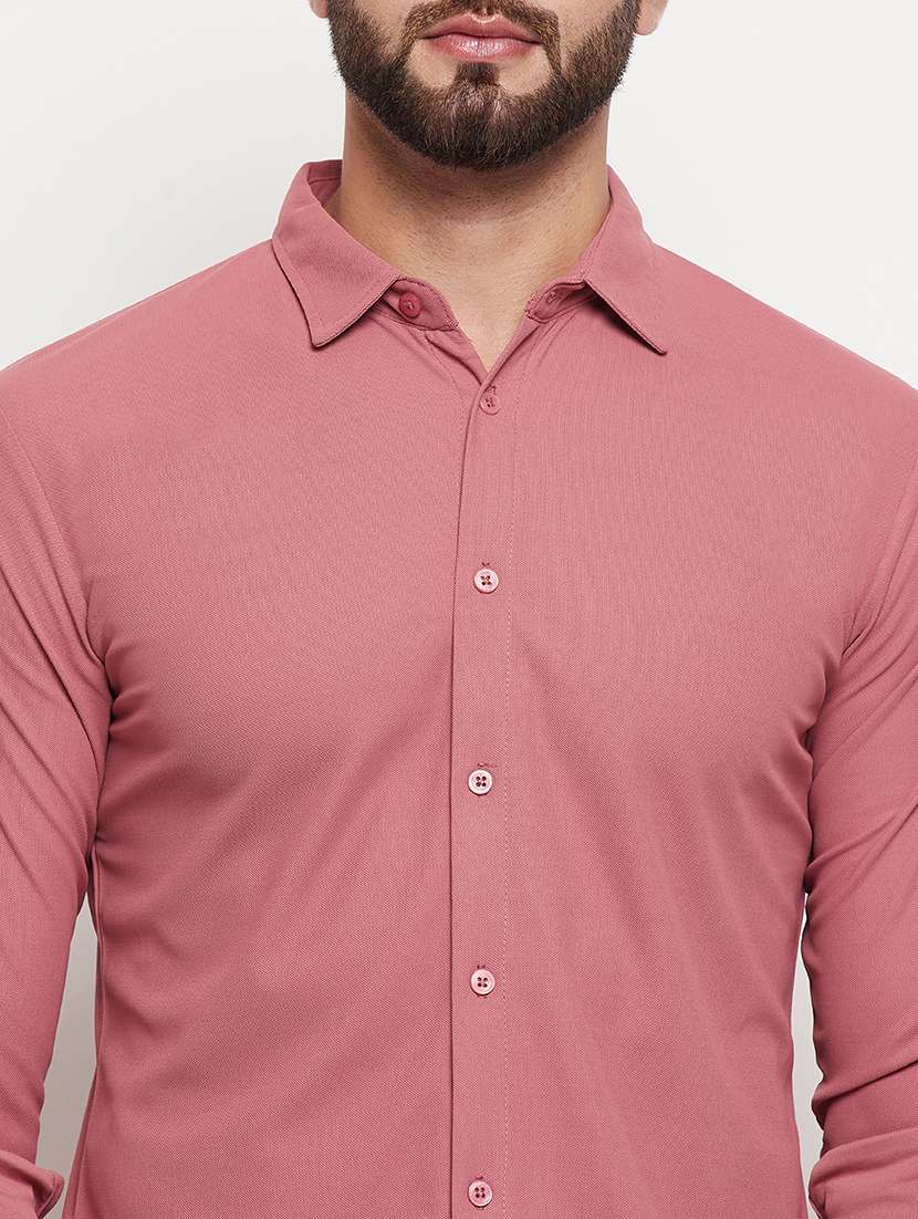 coral solid casual shirt - 20644827 -  Standard Image - 4