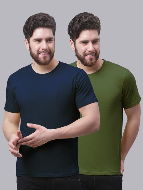 pack of 2 - multi colored cotton plain t-shirt - 20644857 -  Standard Image - 0