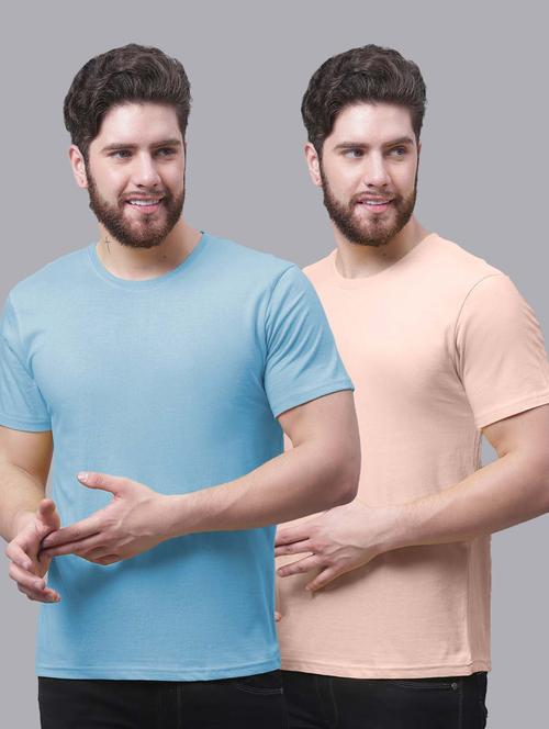 pack of 2 - multi colored cotton plain t-shirt - 20644858 - Standard Image - 0