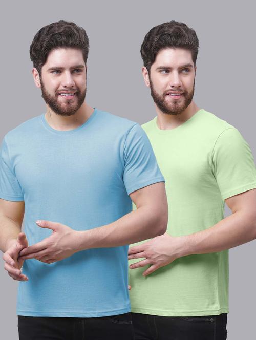 pack of 2 - multi colored cotton plain t-shirt - 20644859 - Standard Image - 0