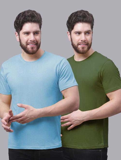 pack of 2 - multi colored cotton plain t-shirt - 20644860 - Standard Image - 0