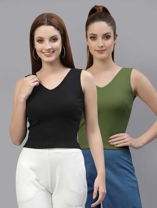 pack of 2 solid sleeveless regular top - 20644993 - Standard Image - 0