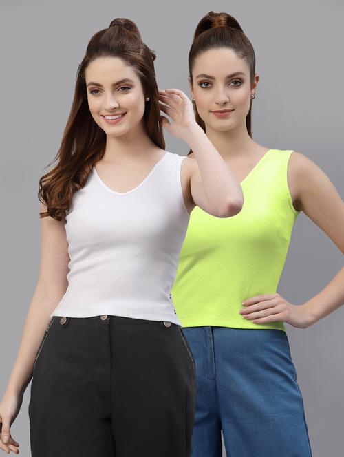 pack of 2 solid sleeveless crop top - 20644995 - Standard Image - 0