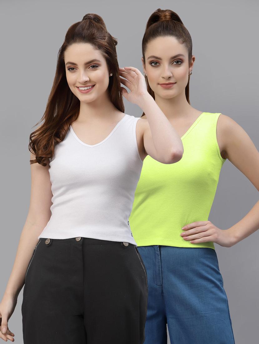 pack of 2 solid sleeveless crop top - 20644995 - Zoom Image - 0