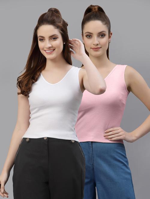 pack of 2 solid sleeveless crop top - 20645002 - Standard Image - 0