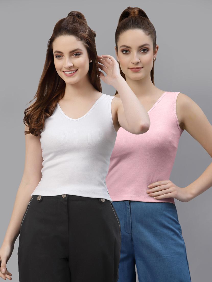 pack of 2 solid sleeveless crop top - 20645002 - Zoom Image - 0