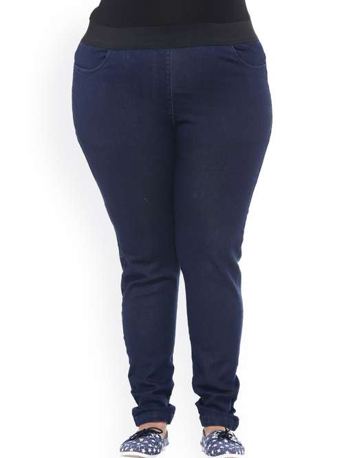 women cotton lycra plus size jegging - 20645078 - Standard Image - 0