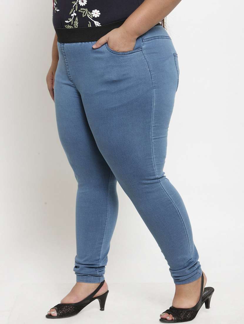 women cotton lycra plus size jegging - 20645083 -  Standard Image - 1