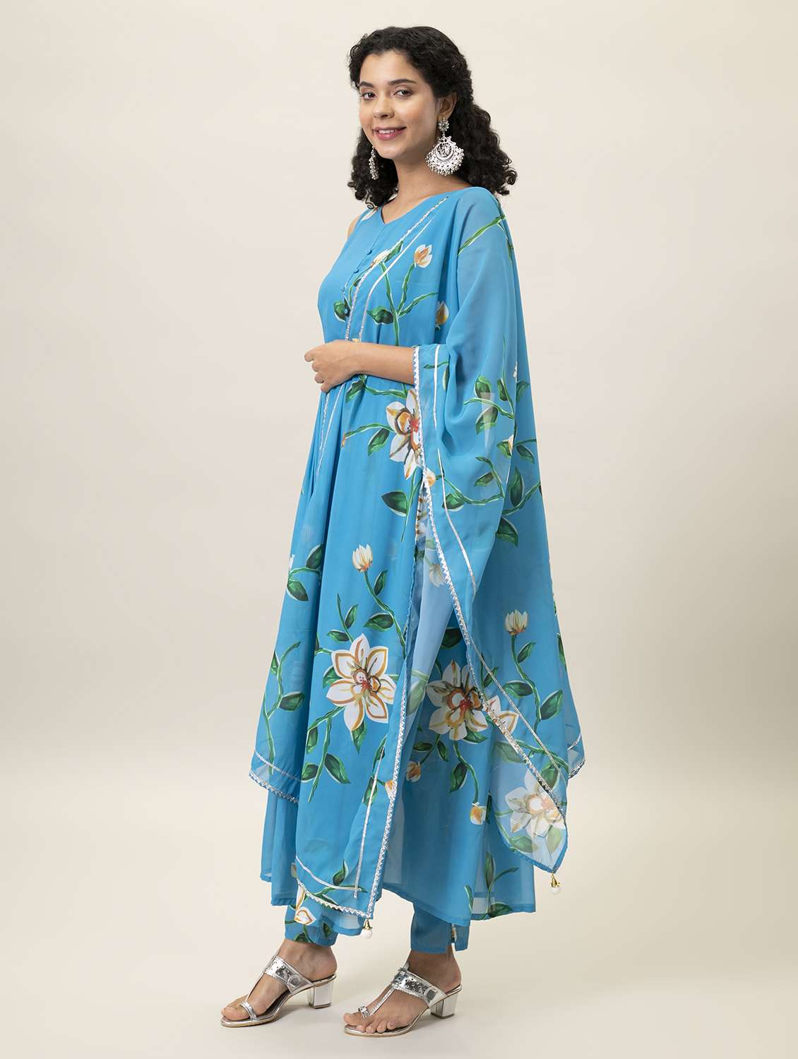 light blue kurta pant set with dupatta - 20645931 - Standard Image - 1