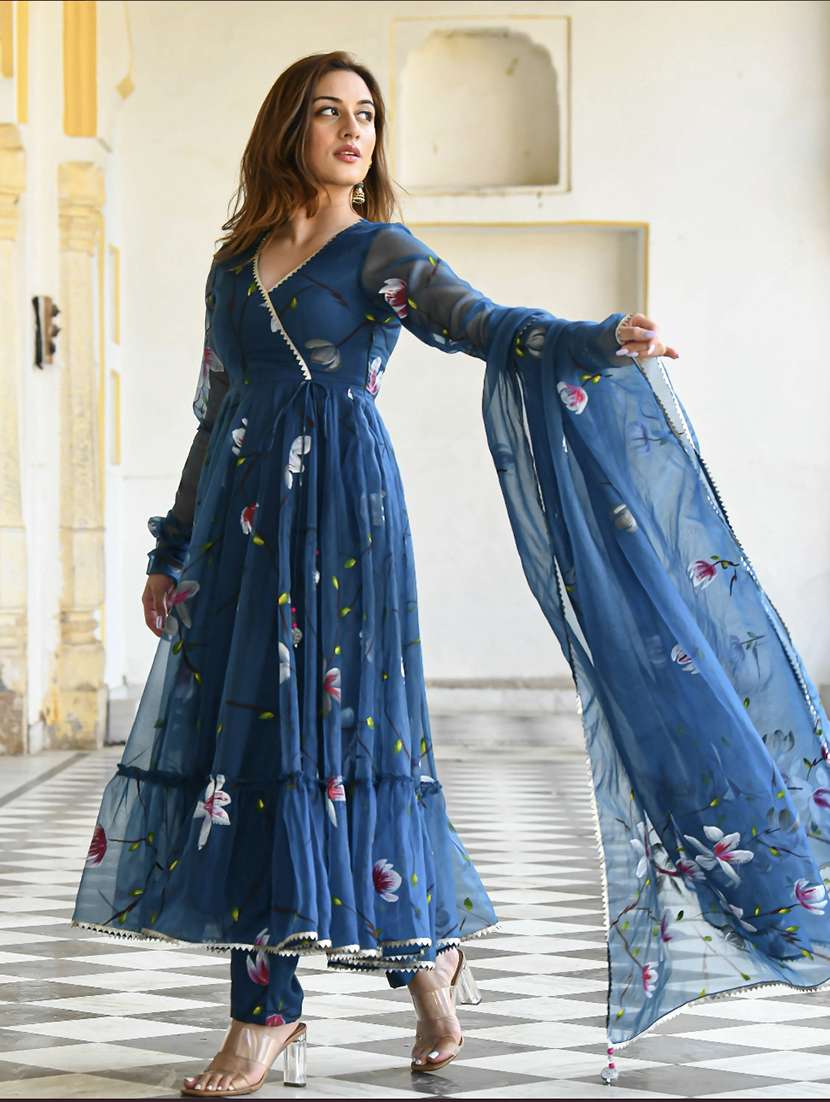 women blue kurta pant set with dupatta - 20645958 -  Standard Image - 1