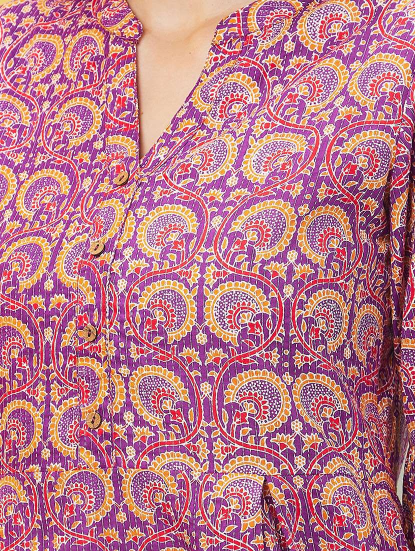 women bell sleeved printed a-line dress - 20646079 - Standard Image - 4