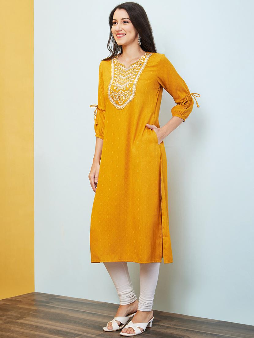 women embroidered straight kurta - 20646084 - Standard Image - 1