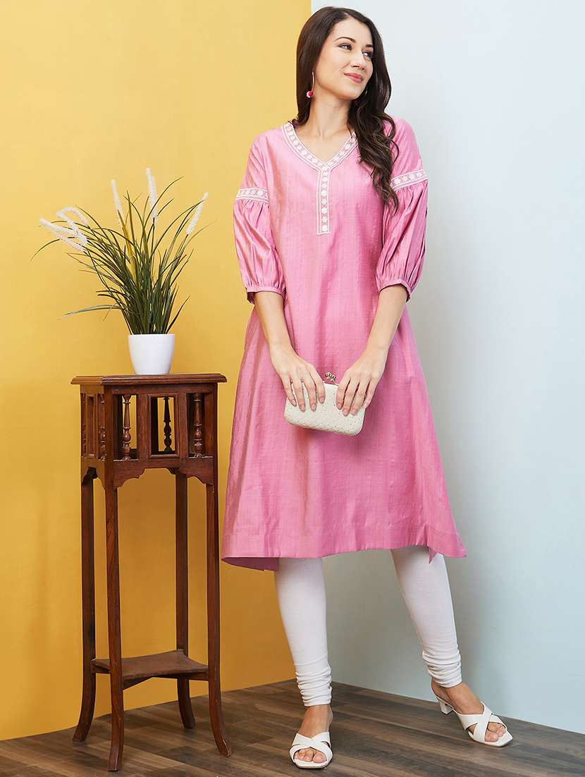 women embroidered a-line kurta