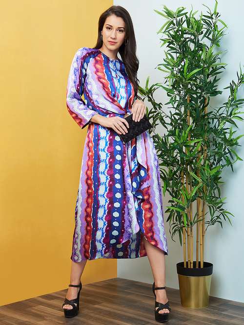multicolored printed wrap dress - 20646101 - Standard Image - 0