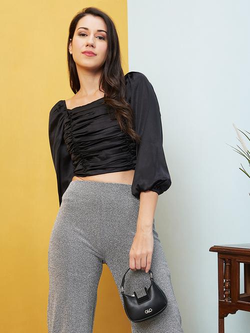 black solid crop top - 20646121 -  Standard Image - 0