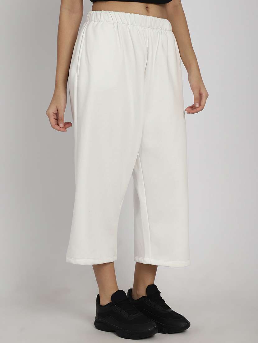 women solid flat front culottes - 20646187 -  Standard Image - 1