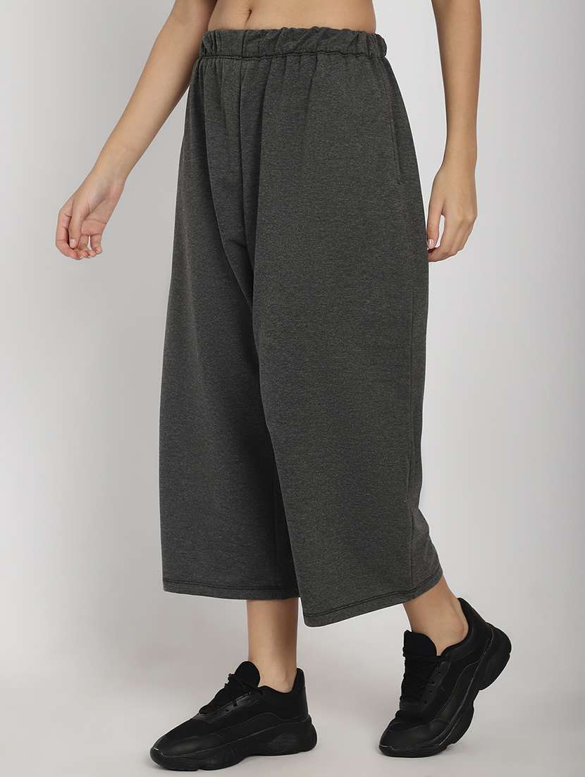 women solid flat front culottes - 20646190 -  Standard Image - 1
