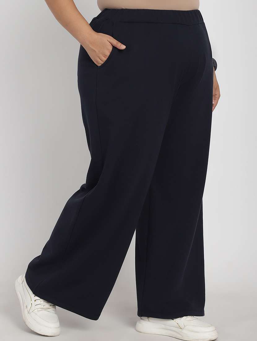 women solid flat front tailored trouser - 20646199 -  Standard Image - 1
