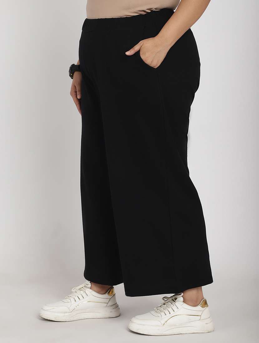 women solid flat front tailored trouser - 20646201 -  Standard Image - 1