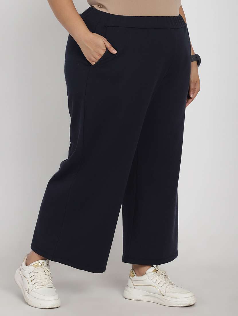 women solid flat front tailored trouser - 20646205 -  Standard Image - 1