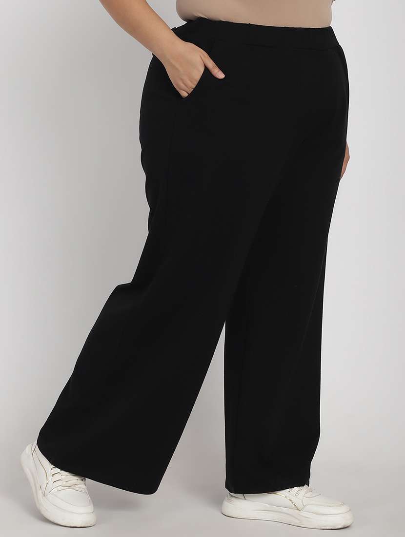 women solid flat front tailored trouser - 20646207 -  Standard Image - 1