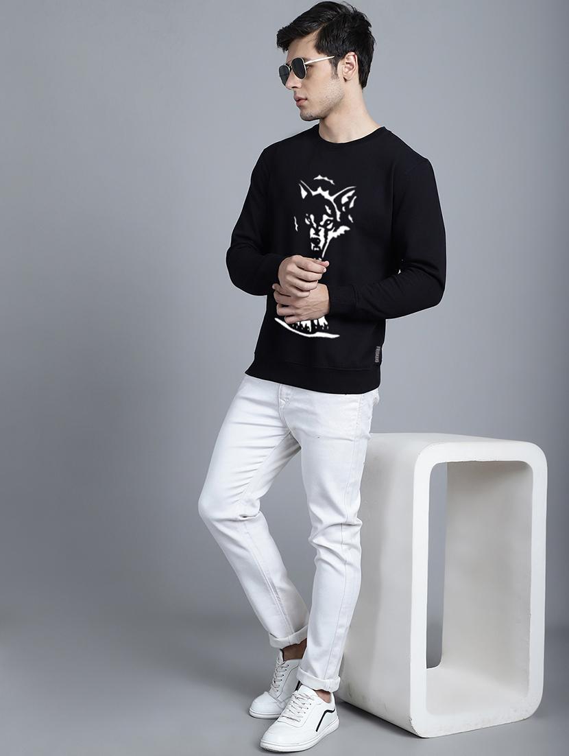 men front print round neck sweatshirt - 20646461 - Standard Image - 4